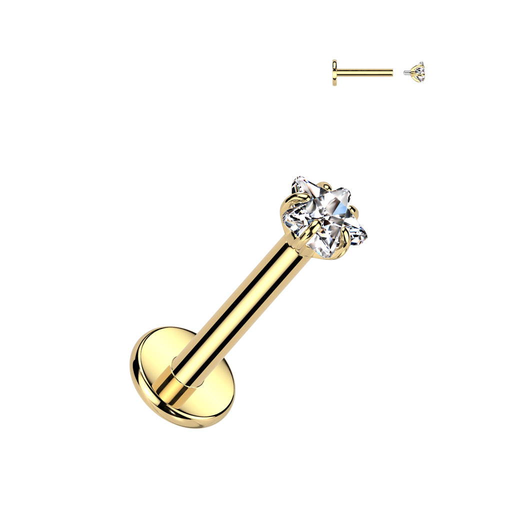 Implant Grade Titanium Internally Threaded Labret With Star Prong Set